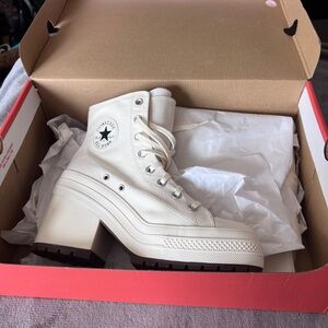 Converse Cream Heeled platform boots